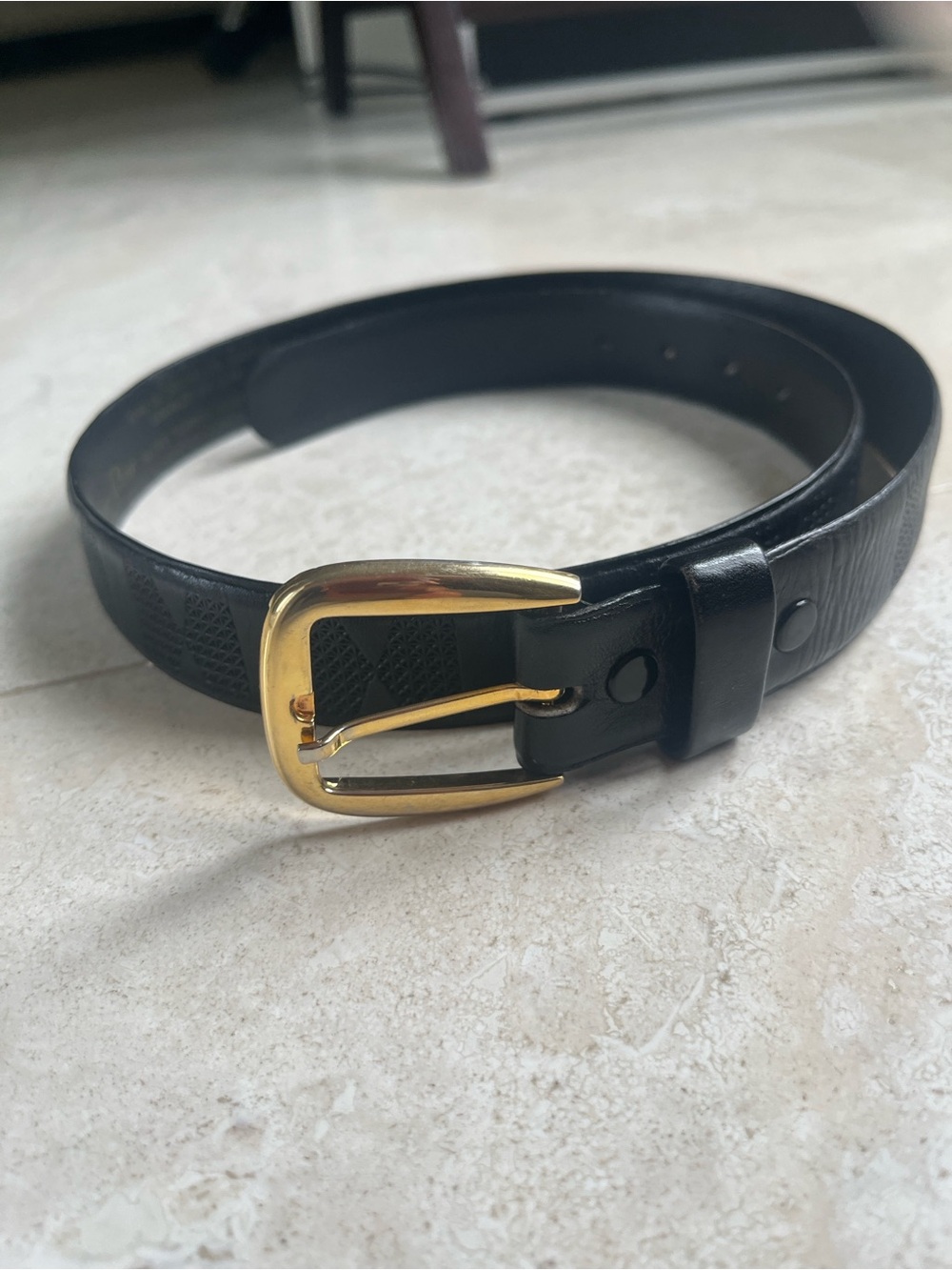 Vintage 70’s Christian Dior Classic Black Leather Belt w/Gold Buckle Sz 32